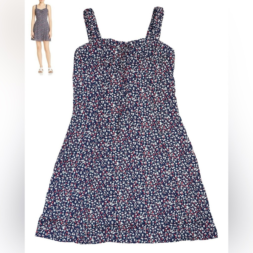 Aqua Ditsy Floral Print Sleeveless Mini Length Dress